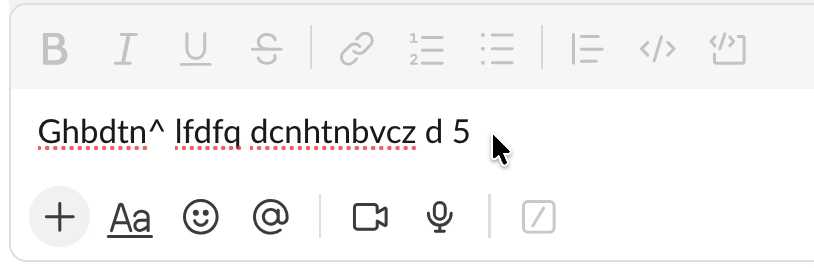 Demo: typing in the wrong layout in Slack, then fixing it with one hotkey